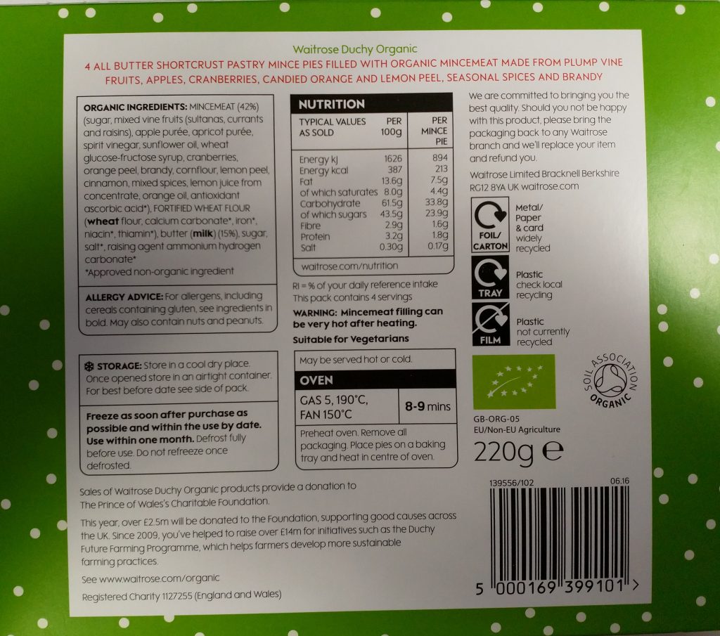 Waitrose DUCHY Organic Mince Pie Box