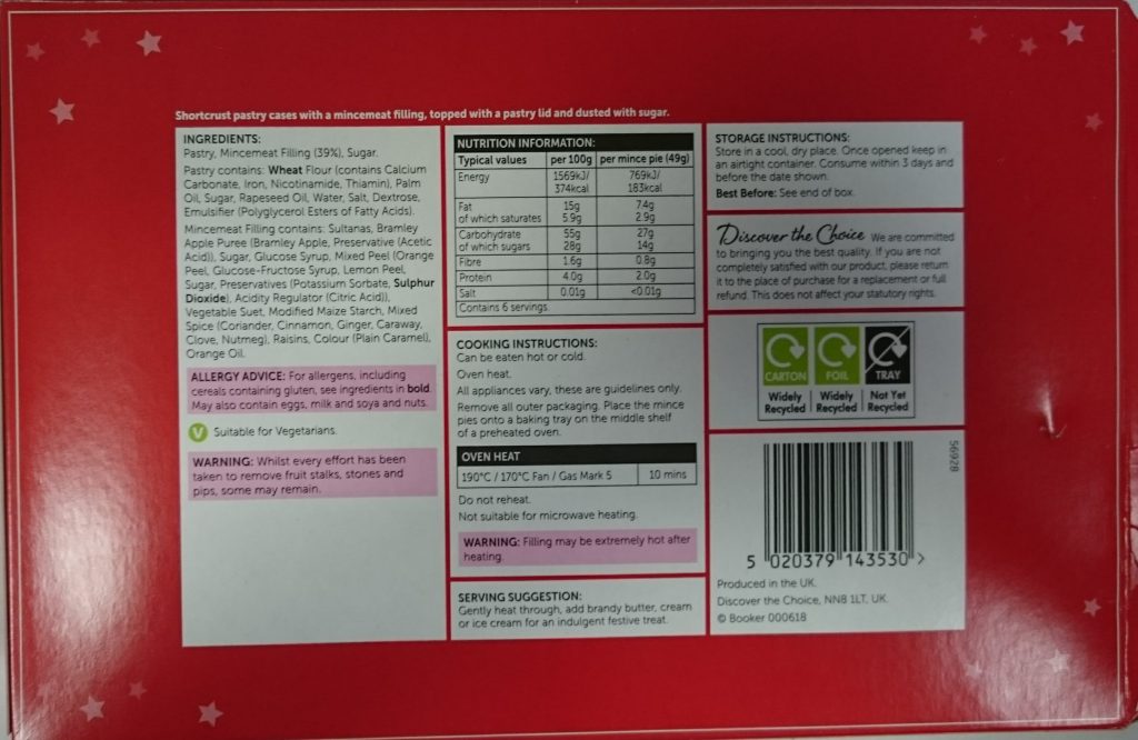 2019 Londis Discover The Choice Mince Pies Box 2