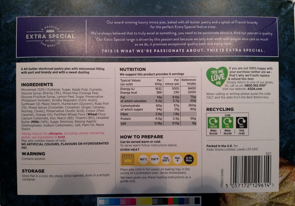 2019 ASDA Extra Special Luxury Mince Pies Box 2