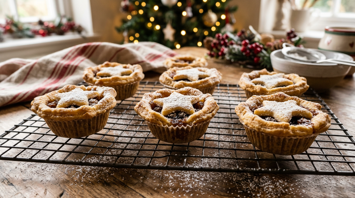 Close Up Of Freshly Baked Homemade Mince Pies